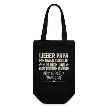 Papa Vater Vatertag Lustiger Spruch - Geschenkbeutel für Flaschen - Schwarz - Vorne