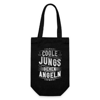 Coole Jungs Gehen Angeln - Geschenkbeutel für Flaschen - Schwarz - Vorne