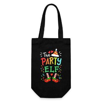 Party-Elf Elf Weihnachten - Geschenkbeutel für Flaschen - Schwarz - Vorne