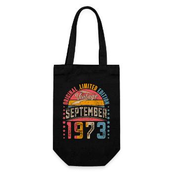 1973 Geburtsjahr September Geburtstag - Geschenkbeutel für Flaschen - Schwarz - Vorne