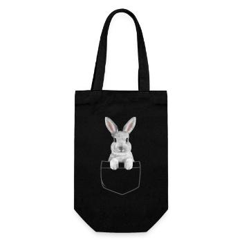 Rabbit Easter Flowers Rabbit Dad - Gift Bag for Bottles - black - Front