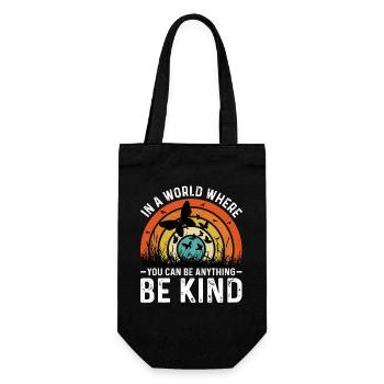 Message of Kindness with Butterflies and Nature - Gift Bag for Bottles - black - Front