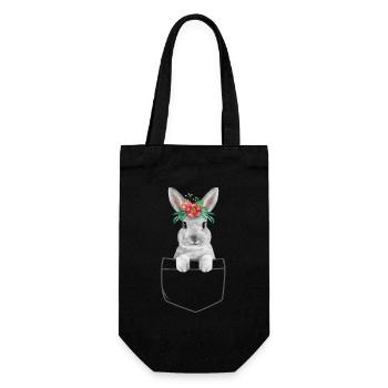 Rabbit Easter Flowers Rabbit Mom - Gift Bag for Bottles - black - Front