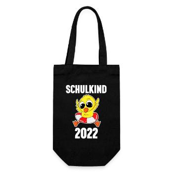Schulkind 2022 Einschulung Ente - Geschenkbeutel für Flaschen - Schwarz - Vorne