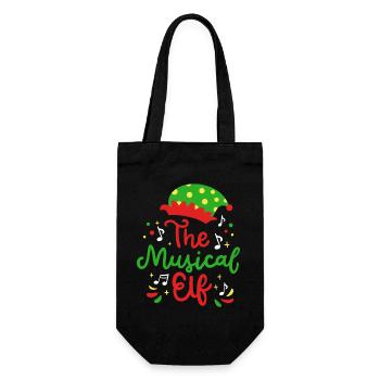 Musikalischer Elf Wichtel Weihnachten - Geschenkbeutel für Flaschen - Schwarz - Vorne