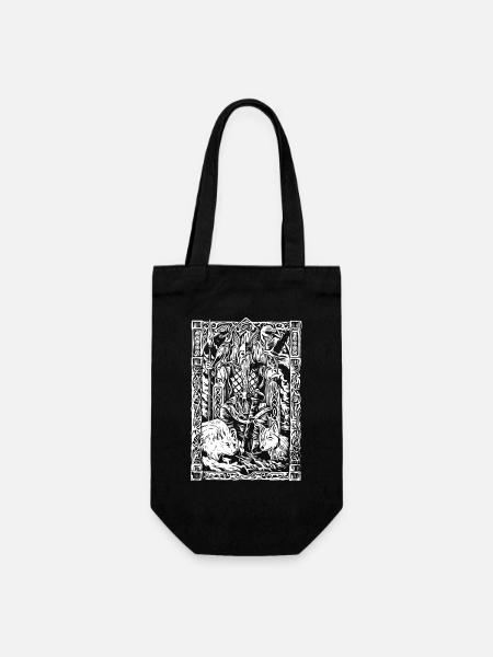 Table viking avec loups et corbeaux - Sac à bouteille - noir