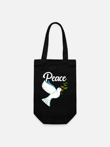 PEACE Friedenstaube - Geschenkbeutel für Flaschen - Schwarz