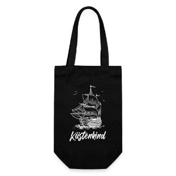 Segelschiff - Küstenkind - Geschenkbeutel für Flaschen - Schwarz - Vorne