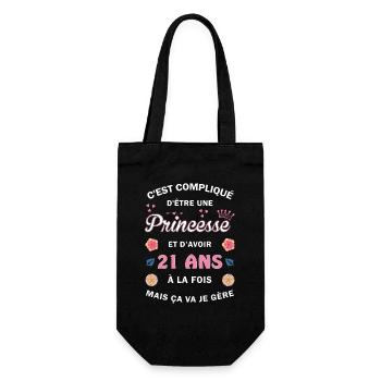 Cadeau 21 ans Princesse 21e Anniversaire Humour - Sac à bouteille - noir - Devant