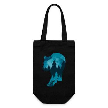 Climate Change Environmental Protection Bear - Gift Bag for Bottles - black - Front