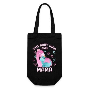 Mama Dino Babydino Brontosaurus - Geschenkbeutel für Flaschen - Schwarz - Vorne