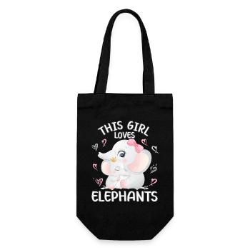 Mama Elephant Baby This Girl Loves Elephants - Gift Bag for Bottles - black - Front