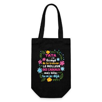 Tata Cadeau Fête Des Mères 2022 Humour Fleur - Sac à bouteille - noir - Devant