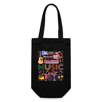 Music Instrument Collage Art - Geschenkbeutel für Flaschen - Schwarz - Vorne
