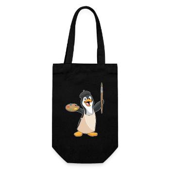 Penguin Painter Brush Painting - Gift Bag for Bottles - black - Front