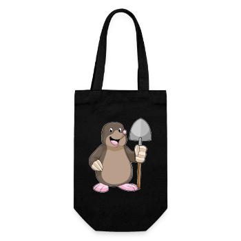 Maulwurf Bergarbeiter Schaufel Bergbau - Geschenkbeutel für Flaschen - Schwarz - Vorne