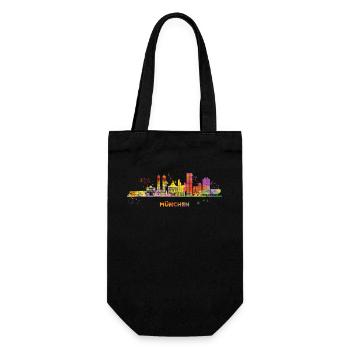 München Skyline Bunt Münchener Frauenkirche - Geschenkbeutel für Flaschen - Schwarz - Vorne