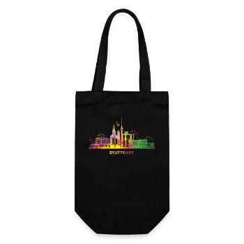 Stuttgart Skyline Bunt Stuttgarter Fernsehturm - Geschenkbeutel für Flaschen - Schwarz - Vorne