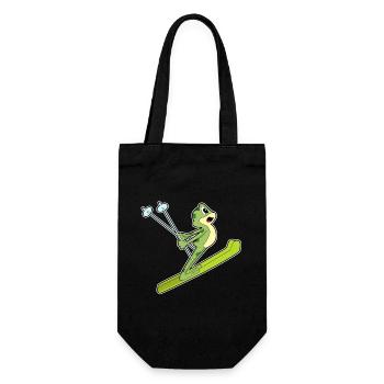 Frosch Skispringer Ski - Geschenkbeutel für Flaschen - Schwarz - Vorne