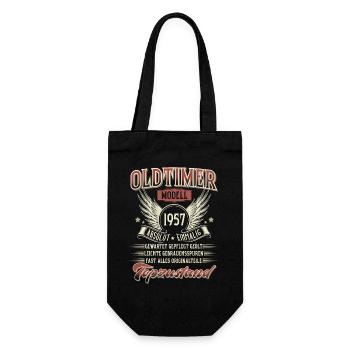 1957 Geboren Geburtstag Oldtimer - Geschenkbeutel für Flaschen - Schwarz - Vorne