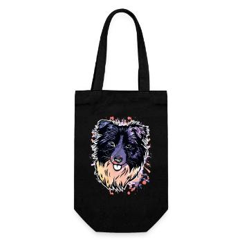 Border Collie éclaboussures de couleur - Sac à bouteille - noir - Devant