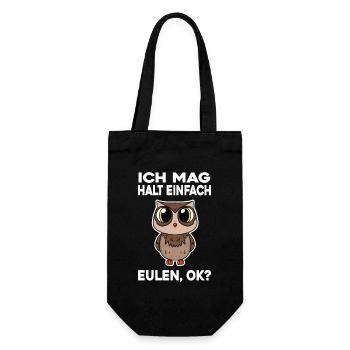 Ich mag halt einfach Eulen - Geschenkbeutel für Flaschen - Schwarz - Vorne