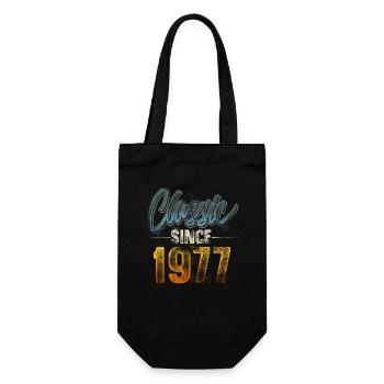 1977 Geburtsjahr Geburtstag Baujahr Vintage - Geschenkbeutel für Flaschen - Schwarz - Vorne