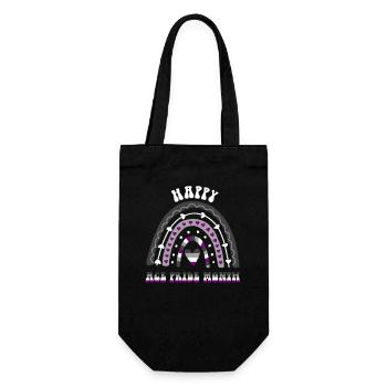 Happy Ace Pride Monat Asexueller Regenbogen - Geschenkbeutel für Flaschen - Schwarz - Vorne