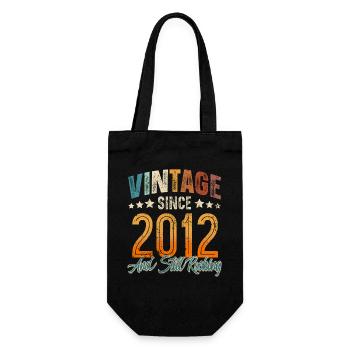 2012 Geburtsjahr Geburtstag Baujahr Vintage - Geschenkbeutel für Flaschen - Schwarz - Vorne