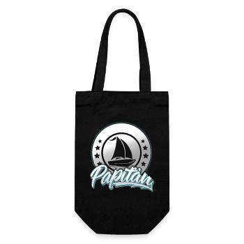 Papitän Segeln Segler Segelboot Vater Kapitän Papa - Geschenkbeutel für Flaschen - Schwarz - Vorne