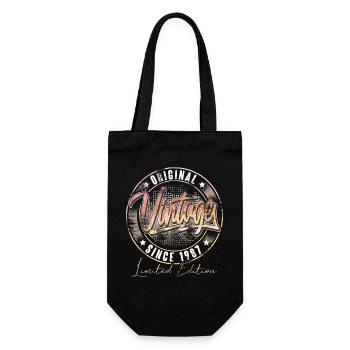 1987 Geburtsjahr Geburtstag Vintage - Geschenkbeutel für Flaschen - Schwarz - Vorne