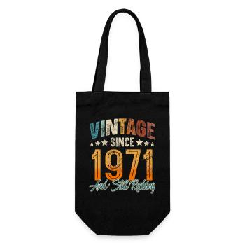 1971 Year of birth Birthday Year of construction Vintage - Gift Bag for Bottles - black - Front