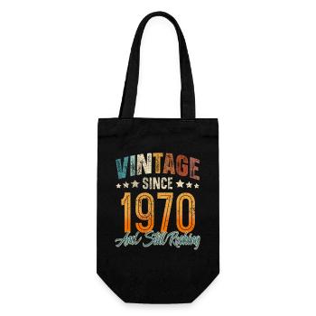 1970 Geburtsjahr Geburtstag Baujahr Vintage - Geschenkbeutel für Flaschen - Schwarz - Vorne