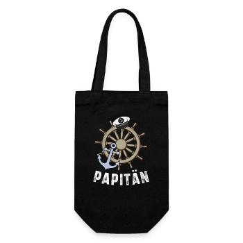 Papitän Vater Kapitän Motorboot Segeln Boot Schiff - Geschenkbeutel für Flaschen - Schwarz - Vorne