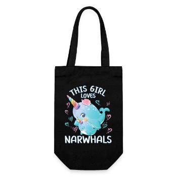 Dieses Maedchen Liebt Narwale - Geschenkbeutel für Flaschen - Schwarz - Vorne