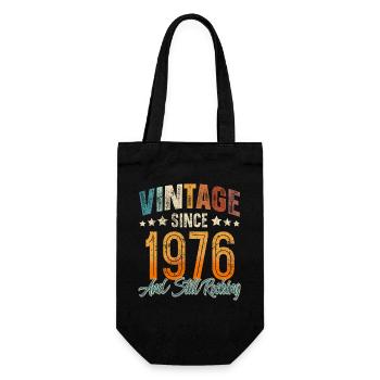 1976 Geburtsjahr Geburtstag Baujahr Vintage - Geschenkbeutel für Flaschen - Schwarz - Vorne