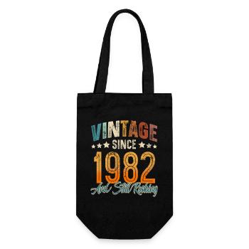 1982 Year of birth Birthday Year of construction Vintage - Gift Bag for Bottles - black - Front