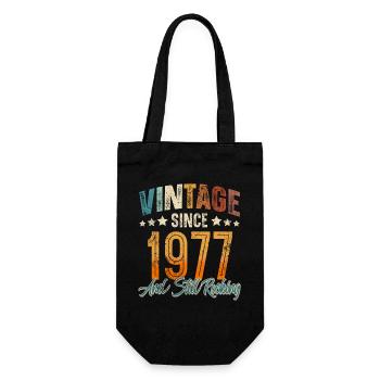 1977 Geburtsjahr Geburtstag Baujahr Vintage - Geschenkbeutel für Flaschen - Schwarz - Vorne