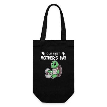 Cadeau de fête des mères - Notre première fête des mères - Sac à bouteille - noir - Devant