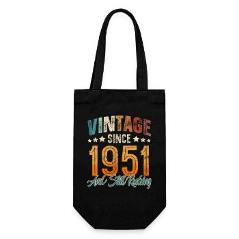1951 Geburtsjahr Geburtstag Baujahr Vintage - Geschenkbeutel für Flaschen - Schwarz - Vorne