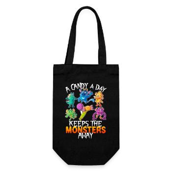 One Candy Per Day Keeps The Montser Far Halloween - Gift Bag for Bottles - black - Front