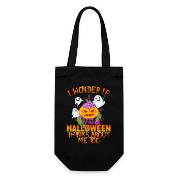 Halloween Denkt Auch An Mich Kürbis - Geschenkbeutel für Flaschen - Schwarz - Vorne
