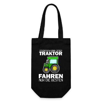 Traktor Trecker Spruch - Geschenkbeutel für Flaschen - Schwarz - Vorne