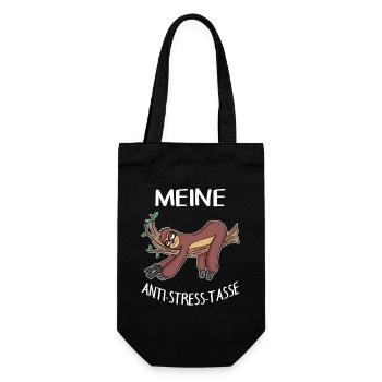 Tasse Faultier Kaffeetasse - Geschenkbeutel für Flaschen - Schwarz - Vorne