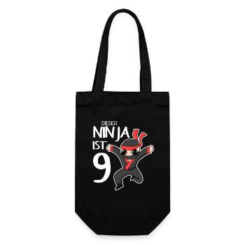9 Jahre Geburtstag Junge Ninja - Ich bin 9 - Geschenkbeutel für Flaschen - Schwarz - Vorne
