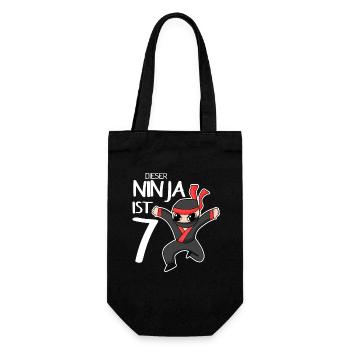 7 Jahre Junge Ninja - 7 Geburtstag - Ich bin 7 - Geschenkbeutel für Flaschen - Schwarz - Vorne