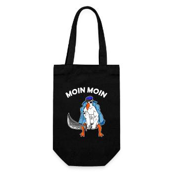 Möwe mit Schwert Moin Begrüßung - Geschenkbeutel für Flaschen - Schwarz - Vorne