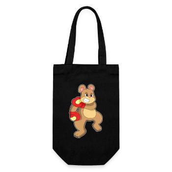 Bär Boxer Boxhandschuhe Boxen - Geschenkbeutel für Flaschen - Schwarz - Vorne