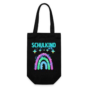 Schulkind Glitzer Regenbogen Einschulung - Geschenkbeutel für Flaschen - Schwarz - Vorne