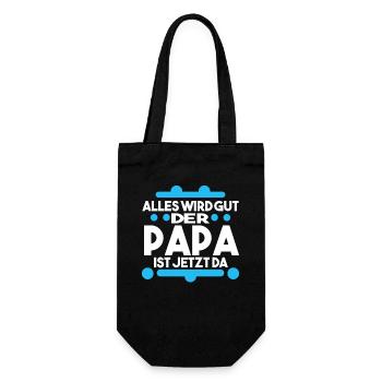 Papa Vatertag Spruch Geschenk - Geschenkbeutel für Flaschen - Schwarz - Vorne